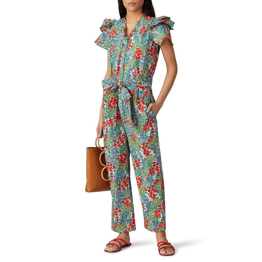 Banjanan Multicolored Floral Olivia Jumpsuit Size L with Hole